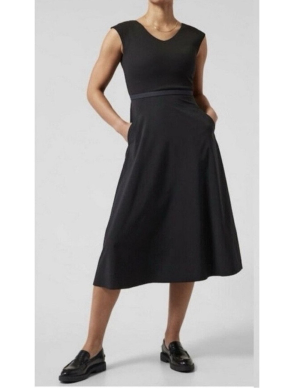 Athleta Ryder Midi Sleeveless Dress in Black - Picture 3 of 9